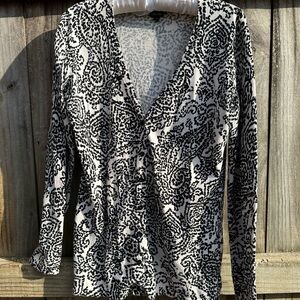 Rafaella cotton black and white cardigan sweater